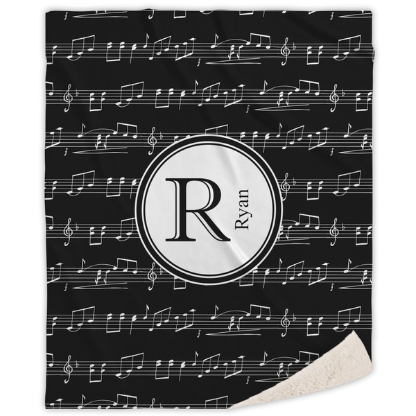 Custom Musical Notes Sherpa Throw Blanket (Personalized)