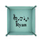 Musical Notes 6" x 6" Teal Leatherette Snap Up Tray - FOLDED UP