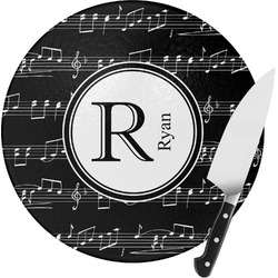Musical Notes Round Glass Cutting Board - Small (Personalized)