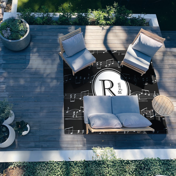 Musical Notes 8'x10' Patio Rug - In context
