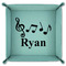 Musical Notes 9" x 9" Teal Leatherette Snap Up Tray - FOLDED