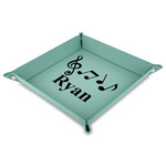Musical Notes 9" x 9" Teal Faux Leather Valet Tray (Personalized)