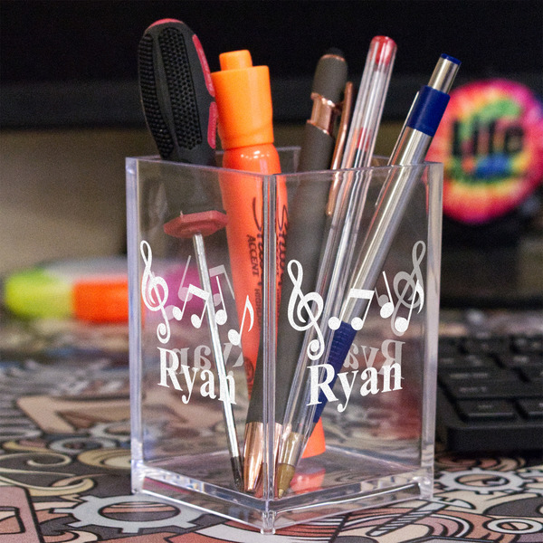 Musical Notes Acrylic Pen Holder - In Context