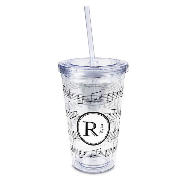 Custom Musical Notes 16oz Double Wall Acrylic Tumbler with Lid & Straw - Full Print (Personalized)
