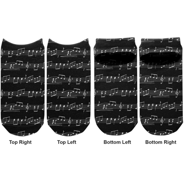Musical Notes Adult Ankle Socks - Double Pair - Front and Back - Apvl