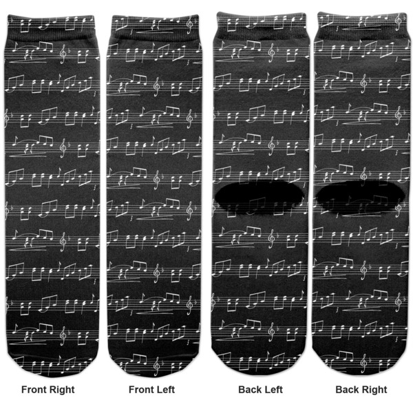 Musical Notes Adult Crew Socks - Double Pair - Front and Back - Apvl