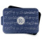 Musical Notes Aluminum Baking Pan - Navy Lid - FRONT w/lid off