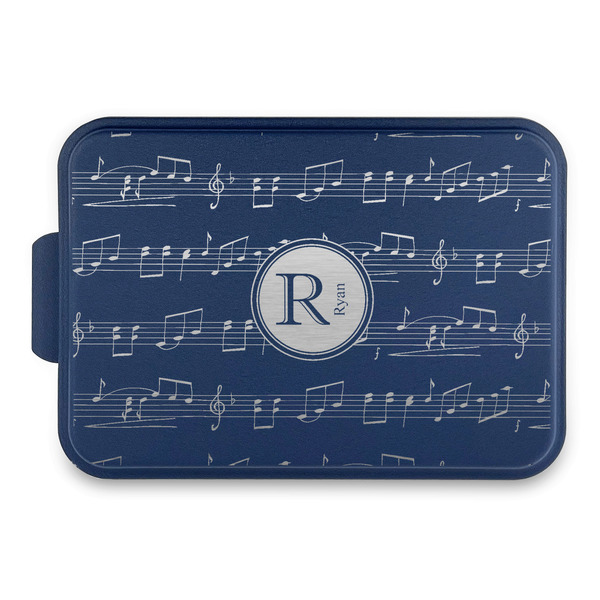 Custom Musical Notes Aluminum Baking Pan with Navy Lid (Personalized)