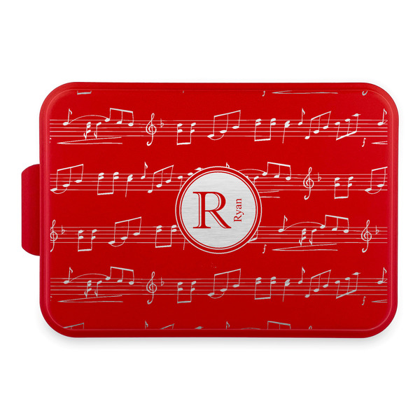 Custom Musical Notes Aluminum Baking Pan with Red Lid (Personalized)