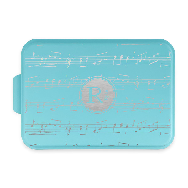 Custom Musical Notes Aluminum Baking Pan with Teal Lid (Personalized)