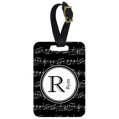 Musical Notes Metal Luggage Tag w/ Name and Initial