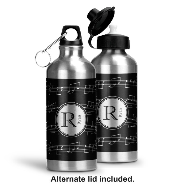 Musical Notes Aluminum Water Bottle - Alternate lid options
