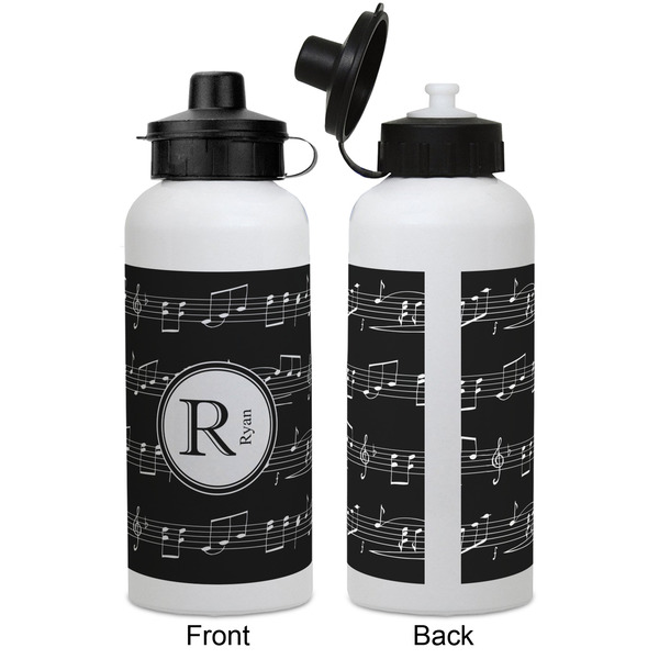 Musical Notes Aluminum Water Bottle - White APPROVAL