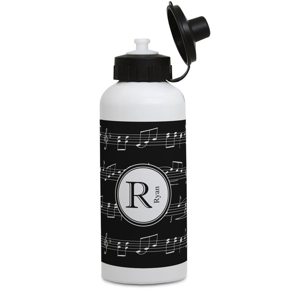 Custom Musical Notes Water Bottles - Aluminum - 20 oz - White (Personalized)