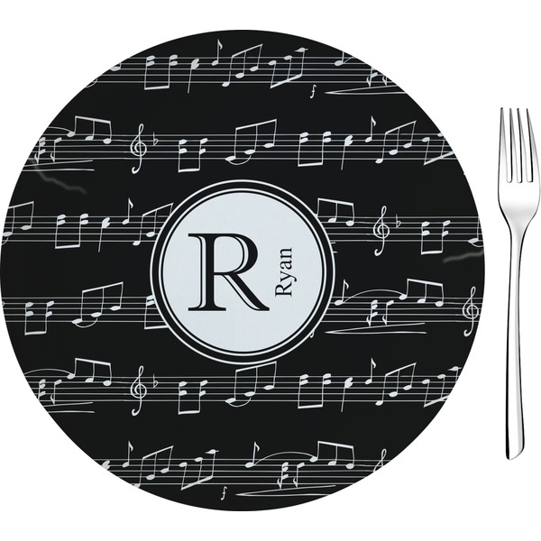 Custom Musical Notes Glass Appetizer / Dessert Plate 8" (Personalized)