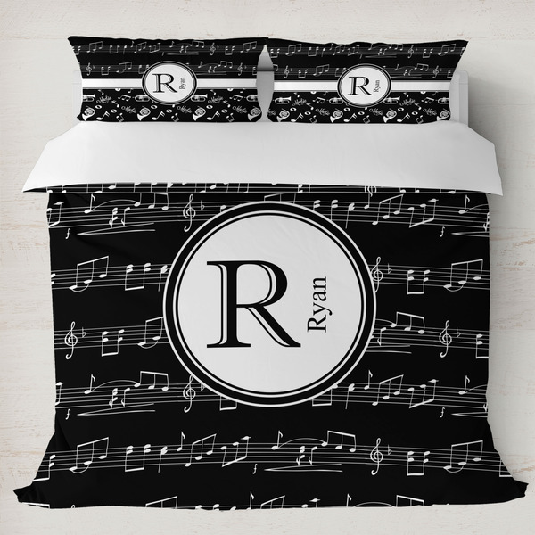 Custom Musical Notes Duvet Cover Set - King (Personalized)
