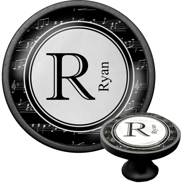 Custom Musical Notes Cabinet Knob (Black) (Personalized)