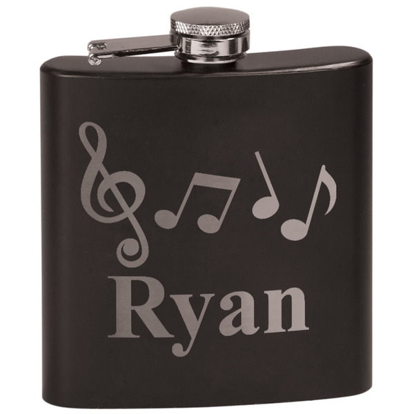 Custom Musical Notes Black Flask Set (Personalized)
