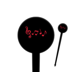 Musical Notes 4" Round Plastic Food Picks - Black - Single Sided (Personalized)