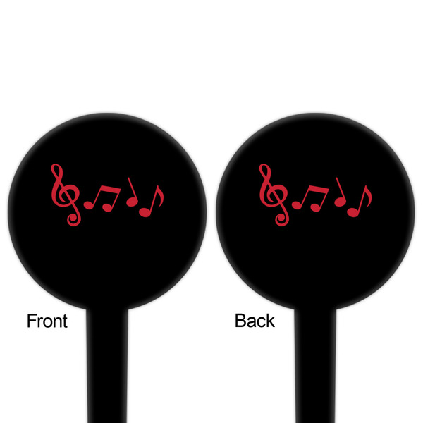 Musical Notes Black Plastic 4" Food Pick - Round - Double Sided - Front & Back
