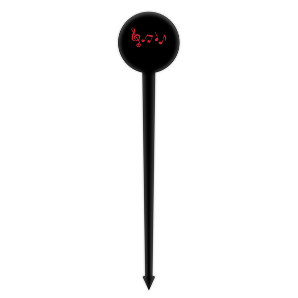 Musical Notes Black Plastic 4" Food Pick - Round - Single Pick