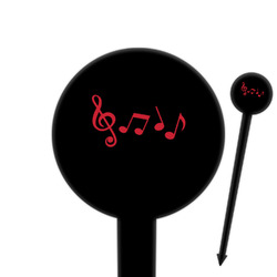 Musical Notes 6" Round Plastic Food Picks - Black - Single Sided (Personalized)