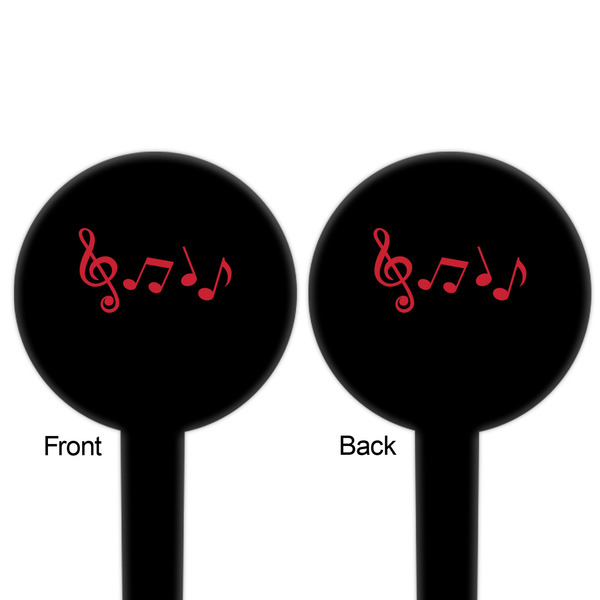 Musical Notes Black Plastic 6" Food Pick - Round - Double Sided - Front & Back