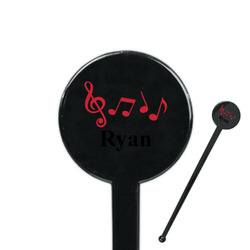 Musical Notes 7" Round Plastic Stir Sticks - Black - Double Sided (Personalized)