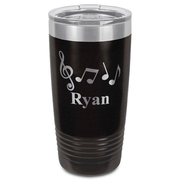 Musical Notes Black Polar Camel Tumbler - 20oz - Front