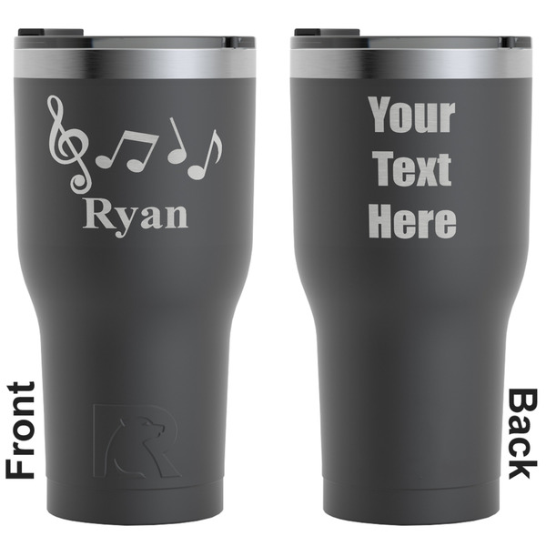 Custom Musical Notes RTIC Tumbler - Black - Engraved Front & Back (Personalized)