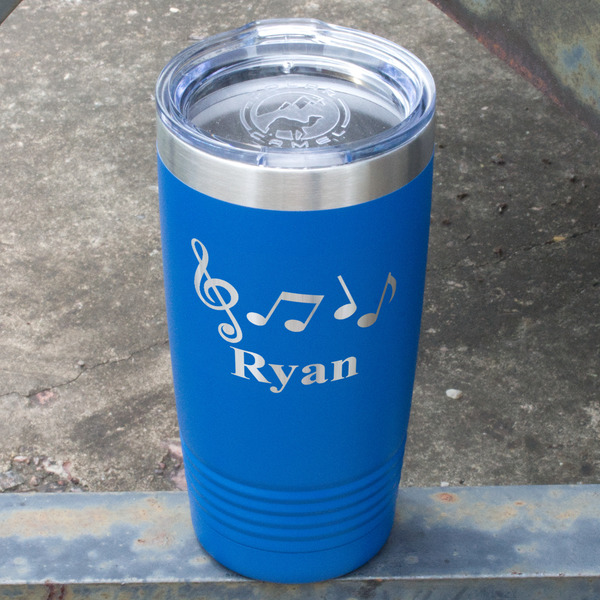 Musical Notes Blue Polar Camel Tumbler - 20oz - Angled