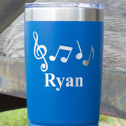 Musical Notes 20 oz Stainless Steel Tumbler - Royal Blue - Single Sided (Personalized)
