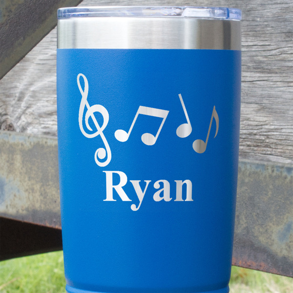 Musical Notes Blue Polar Camel Tumbler - 20oz - Close Up