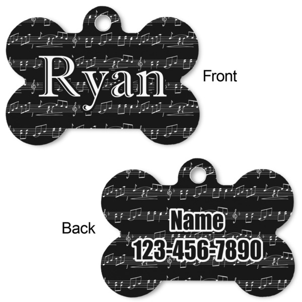 Musical Notes Bone Shaped Dog ID Tag - Large - Approval