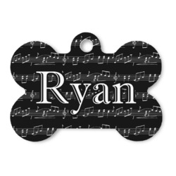 Musical Notes Bone Shaped Dog ID Tag (Personalized)