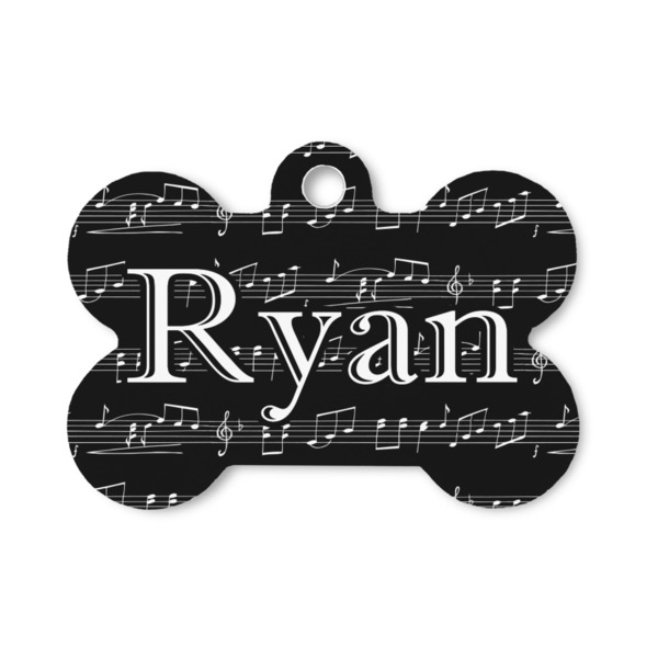 Custom Musical Notes Bone Shaped Dog ID Tag - Small (Personalized)