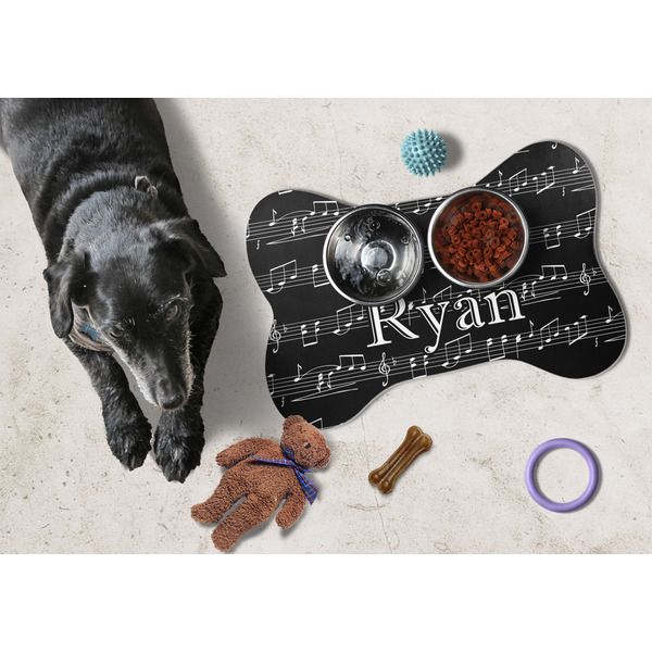 Musical Notes Bone Shaped Mat w/ Food & Water