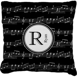 Musical Notes Faux-Linen Throw Pillow 16" (Personalized)