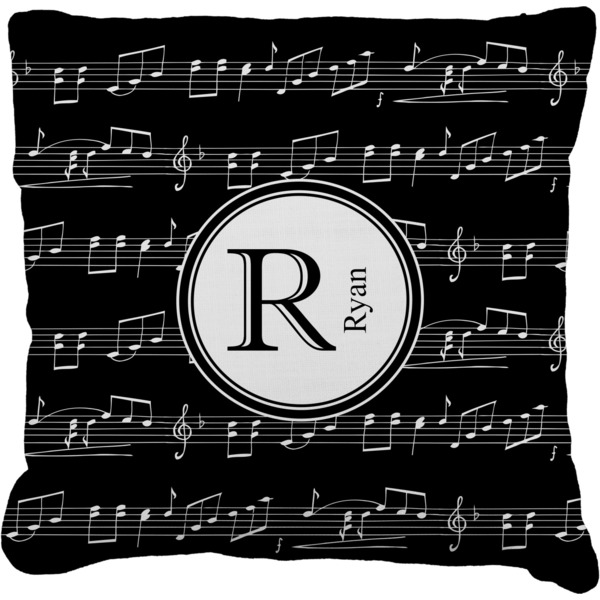 Custom Musical Notes Faux-Linen Throw Pillow 16" (Personalized)