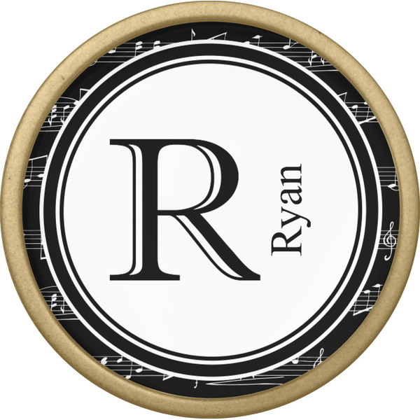 Musical Notes Cabinet Knob - Gold - Front