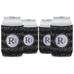 Musical Notes Can Cooler (12 oz) - Set of 4 w/ Name and Initial