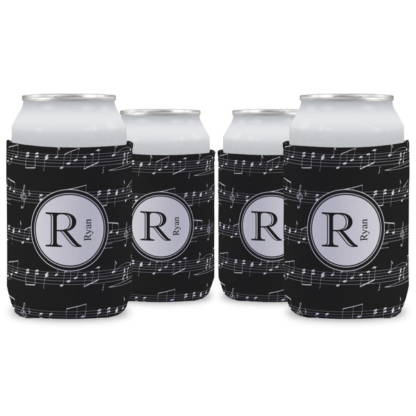 Custom Musical Notes Can Cooler (12 oz) - Set of 4 w/ Name and Initial