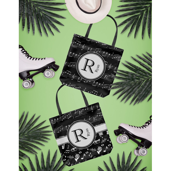 Musical Notes Canvas Tote Lifestyle Front and Back