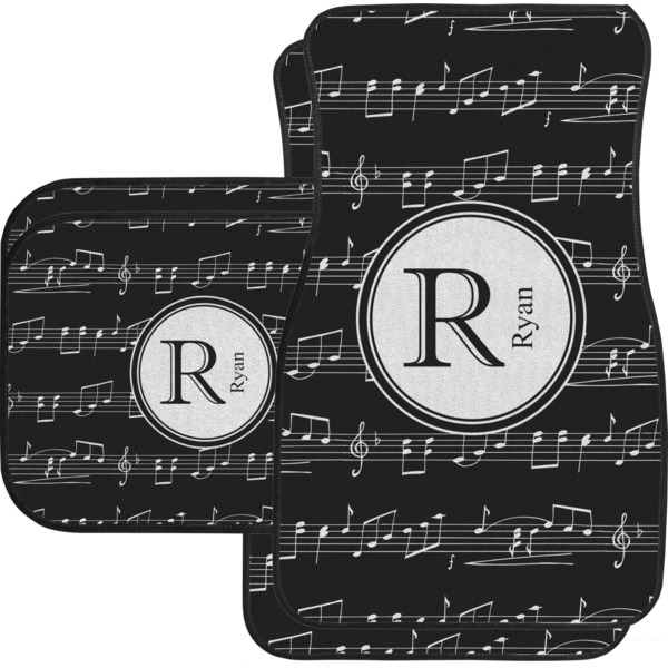 Custom Musical Notes Car Floor Mats Set - 2 Front & 2 Back (Personalized)
