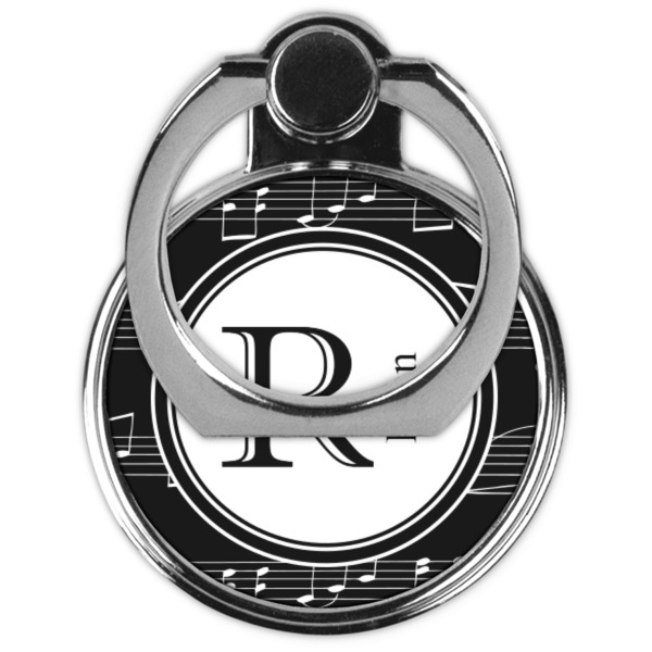 Musical Notes Cell Phone Ring Stand & Holder - Front (Collapsed)