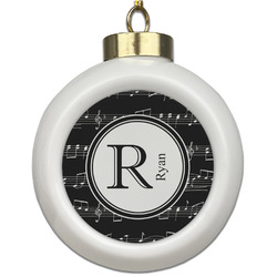 Musical Notes Ceramic Ball Ornament (Personalized)