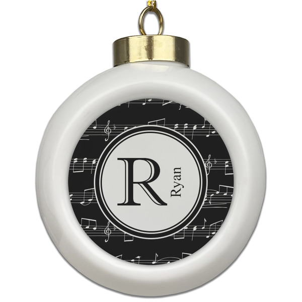 Custom Musical Notes Ceramic Ball Ornament (Personalized)