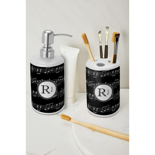 Musical Notes Ceramic Bathroom Accessories - LIFESTYLE (toothbrush holder & soap dispenser)