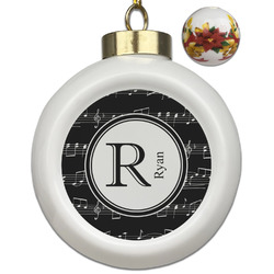 Musical Notes Ceramic Ball Ornaments - Poinsettia Garland (Personalized)
