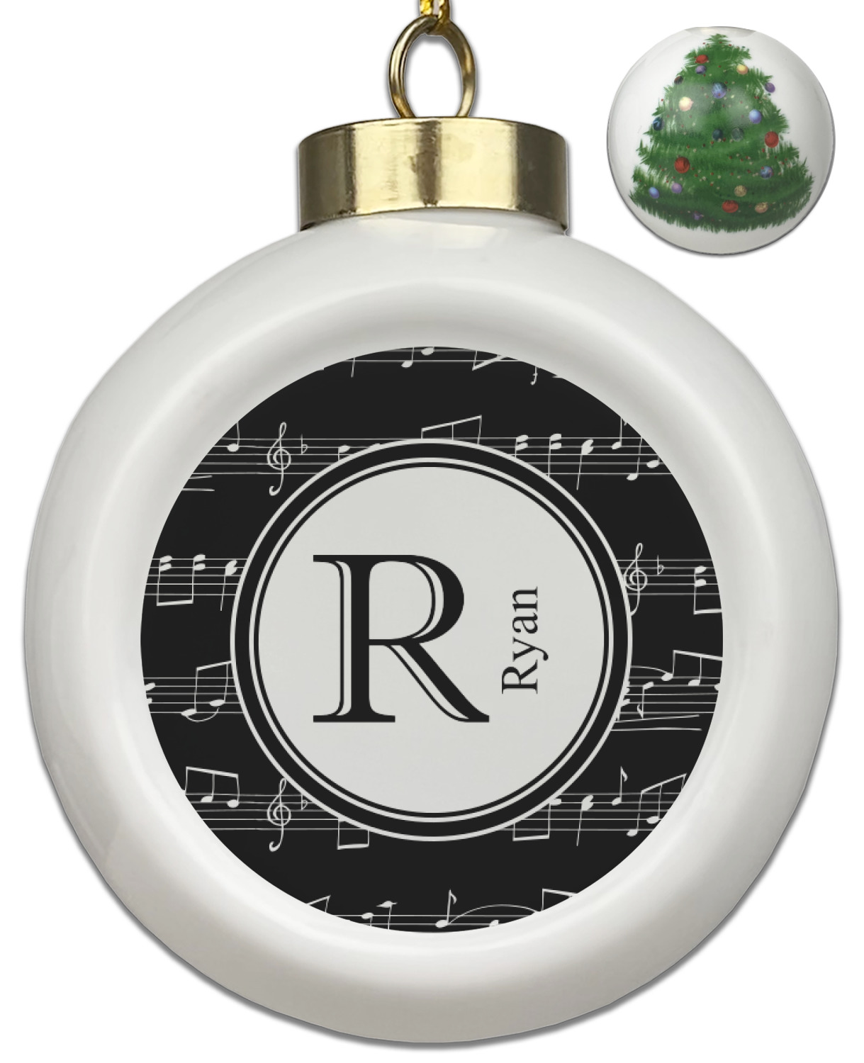Musical Notes Ceramic Ball Ornament Christmas Tree (Personalized